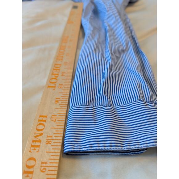 Birds of Paradis by Trovata Blue & White Striped Peplum Shirt - Large - Picture 7 of 9